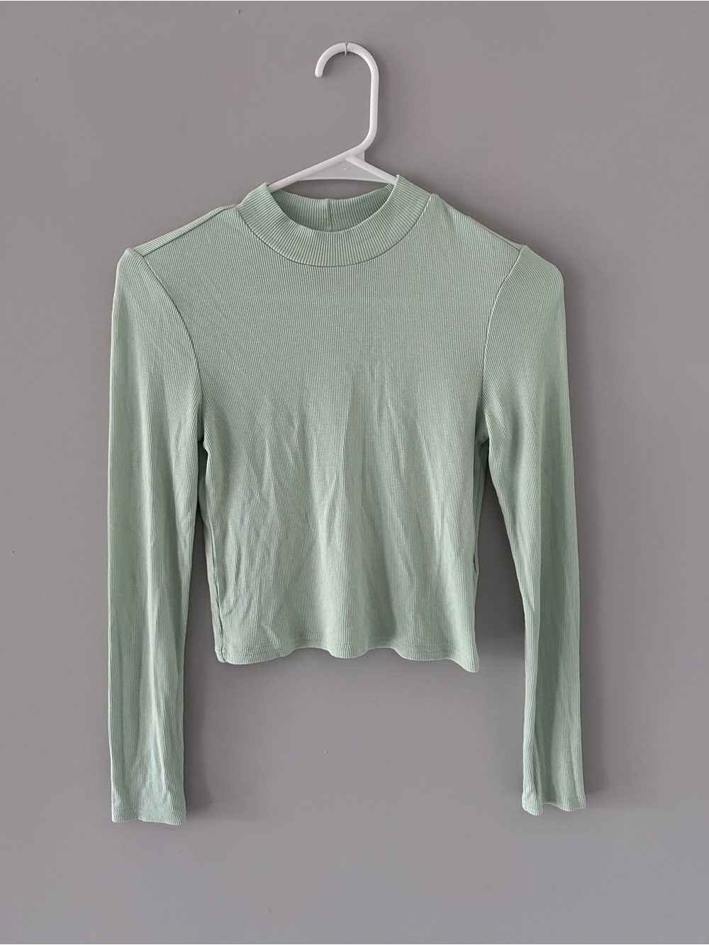 Mint Mock Neck Long-Sleeve Crop Top